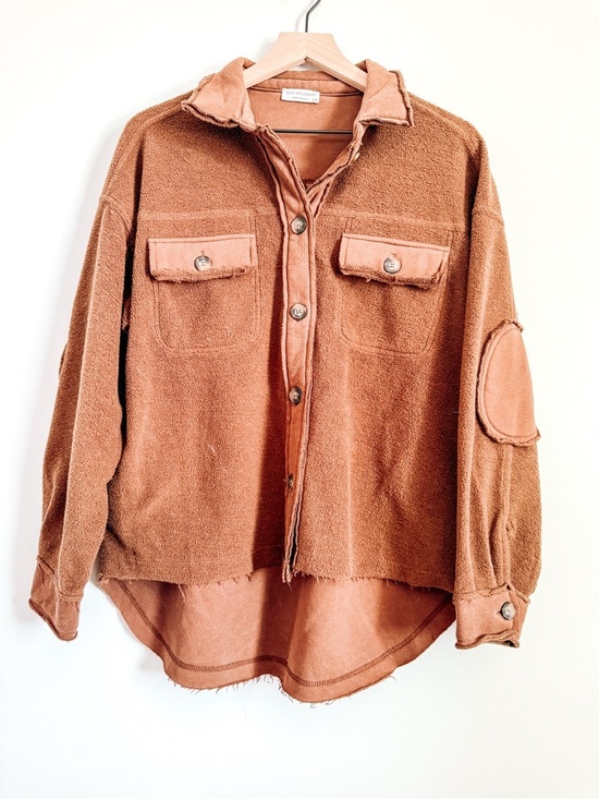 shop neighbor Jackets & Blazers - Shop Neighbor Button Front Shacket Brown Oversized Textured Jacket S/M